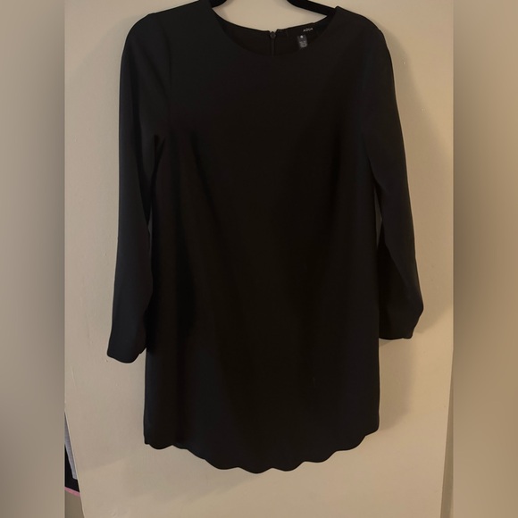 Aqua Black Long Sleeve Scalloped Dress - Picture 3 of 5